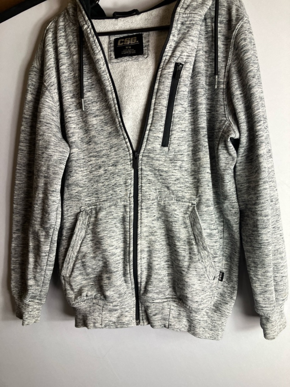 CSG Men’s Heather Gray Full-Zip Hooded Sweater